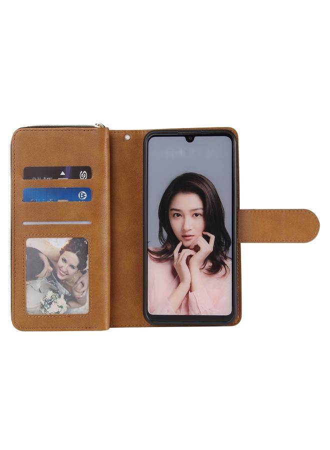 زبون جراب لهاتف Huawei P30 Lite، حقيبة محفظة بسحاب، جراب جلدي PU قلاب أفقي مع حامل و9 فتحات للبطاقات ومحفظة وحبل وإطار للصور - Image 5