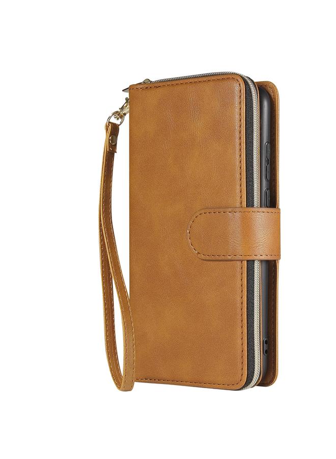 زبون جراب لهاتف Huawei P30 Lite، حقيبة محفظة بسحاب، جراب جلدي PU قلاب أفقي مع حامل و9 فتحات للبطاقات ومحفظة وحبل وإطار للصور - Image 2