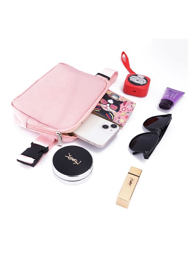 Unisex Mini Belt Bag with Adjustable Strap, Casual Waterproof Crossbody Waist Pack for Workout Running Traveling Hiking(Pink) - Image 4