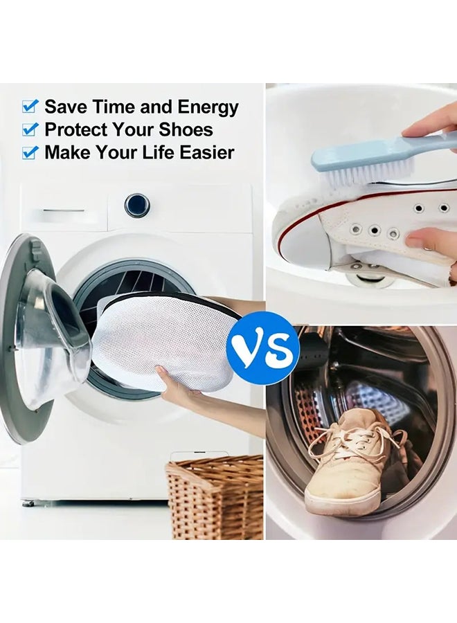 O Ozone 2 Pcs Shoes Washing Bags - Reusable Mesh Laundry Bags - Shoe wash bag for Sneakers, Trainers, Running Shoes - Fit up to Men’s Size 12- White - Image 2