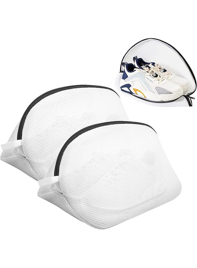 O Ozone 2 Pcs Shoes Washing Bags - Reusable Mesh Laundry Bags - Shoe wash bag for Sneakers, Trainers, Running Shoes - Fit up to Men’s Size 12- White - Image 1