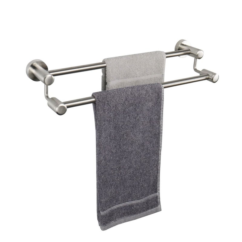 TocTen Double Bath Towel Bar Thicken SUS304 Stainless Steel Towel Rack for Bathroom Bathroom Accessories Double Towel Rod Heavy Duty Wall Mounted Towel Holder Brushed Nickel 16 in