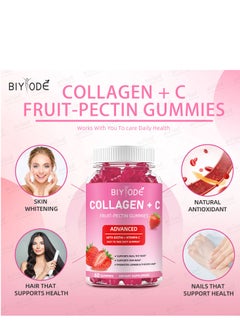 BIYODE Collagen + C Gummies,Advanced With Biotin + Vitamin,Dietary Supplement,60 Gummies  - Image 2