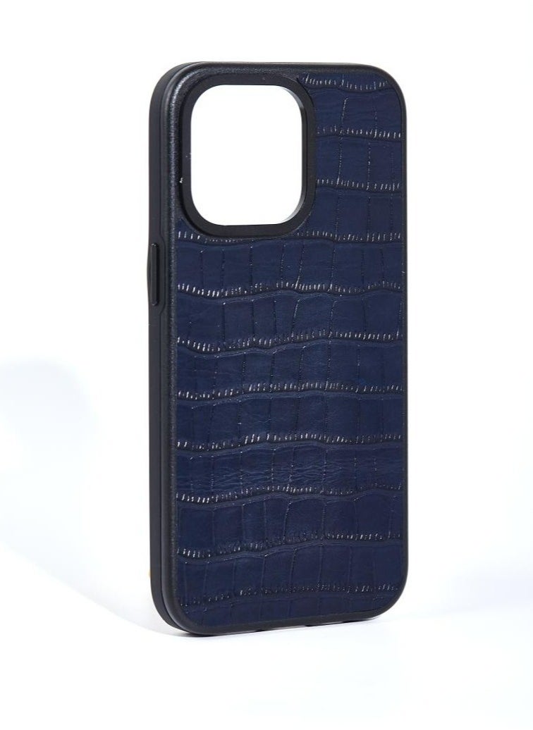 A-CASE - A-Case It's My Case Javan Series Fashion Genuine Leather Magnetic Case for iPhone 15 Pro, Supports Mag-Safe Wireless Charging, Slim and Durable Design, MagSafe Compatible – Blue - Image 1