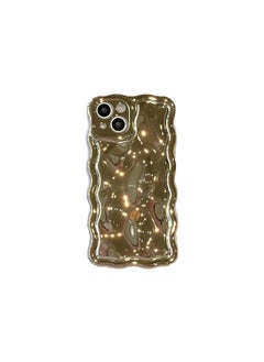 Solid Color Electroplated Water Corrugated IPhone16promax Phone Case Apple 15/14 16e Advanced Sense-Color:xym Wave Meteorite Plating Gold-Applicable Model:14 (without Packaging)