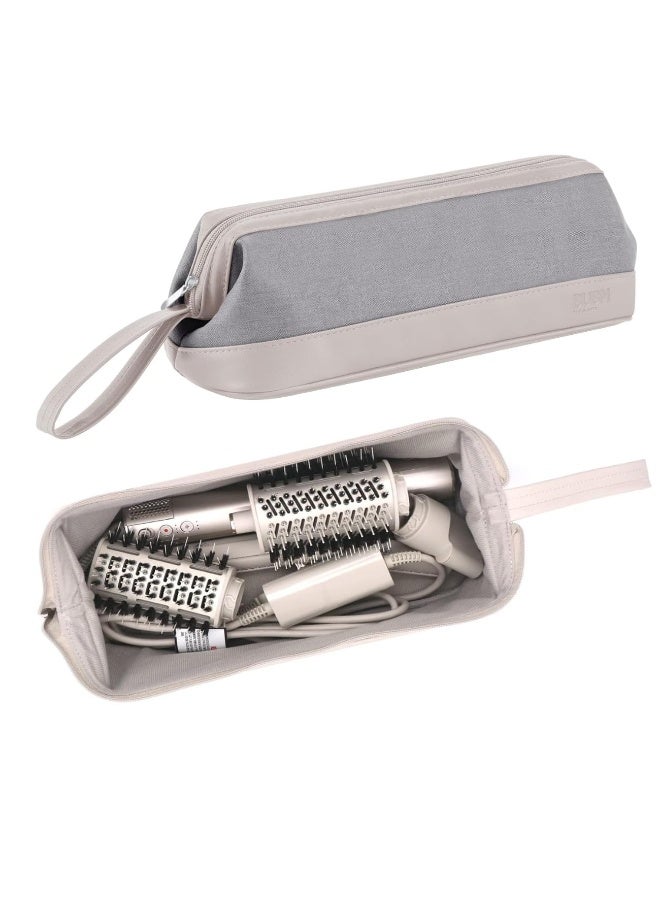 1pcs Hair Style Tools Case, compatiable with Dyson Airwrap/Shark Flex Style Home Storage for Hair Dryer Brush Hair Straightener, Mutifunction Cosmetic Makeup Bag (Light Gray) - Image 2