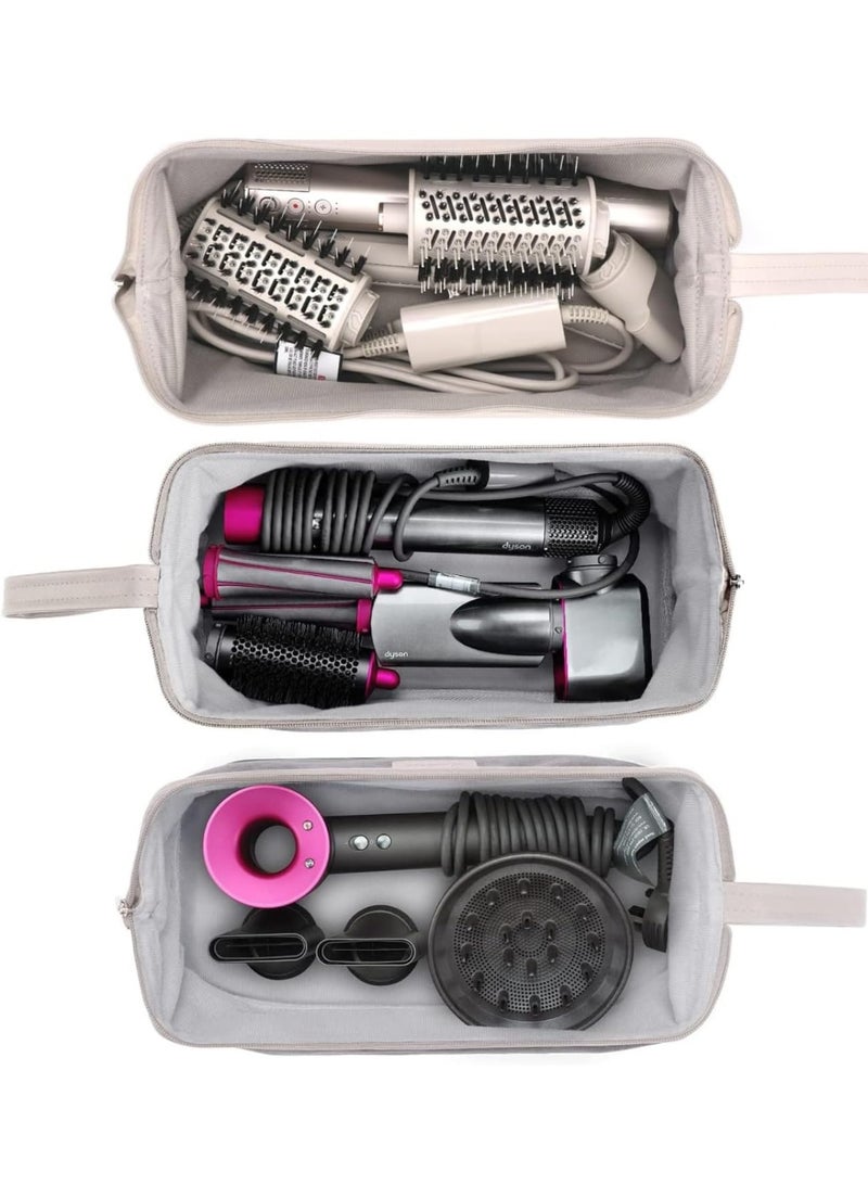 1pcs Hair Style Tools Case, compatiable with Dyson Airwrap/Shark Flex Style Home Storage for Hair Dryer Brush Hair Straightener, Mutifunction Cosmetic Makeup Bag (Light Gray) - Image 4