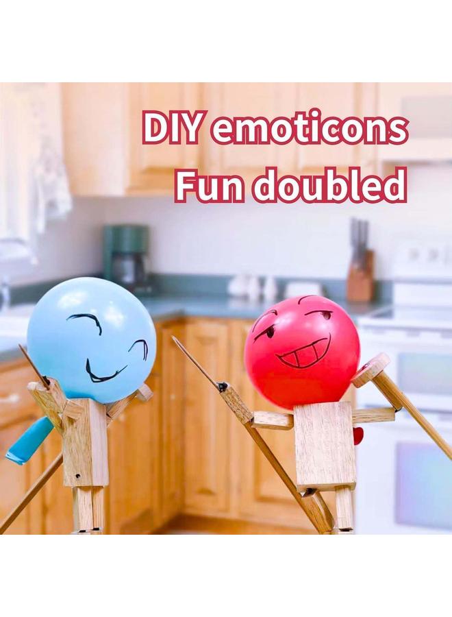 الأزرق جي دبليو لعبة بالون بامبو مان باتل، ألعاب دمى مبارزة خشبية مصنوعة يدويًا مع 400 بالون، لعبة بالون بامبو مان باتل ممتعة ومثيرة للبالغين أطفال لاعبين اثنين - Image 3