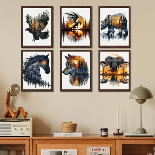 Mandun 6 Pack Animals Diamond Painting Kits for Adults, Diamond Art Kits for Adults, DIY 5D Diamond Painting Kits for Beginners Home Wall Decor 12x16inch - Image 3
