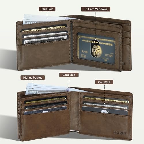 furid Leather Card Wallet For Men Slim: Bifold Rfid Minimalist Front Pocket Wallet - Gift For Men Husband at Anniversay Brithday - Image 2