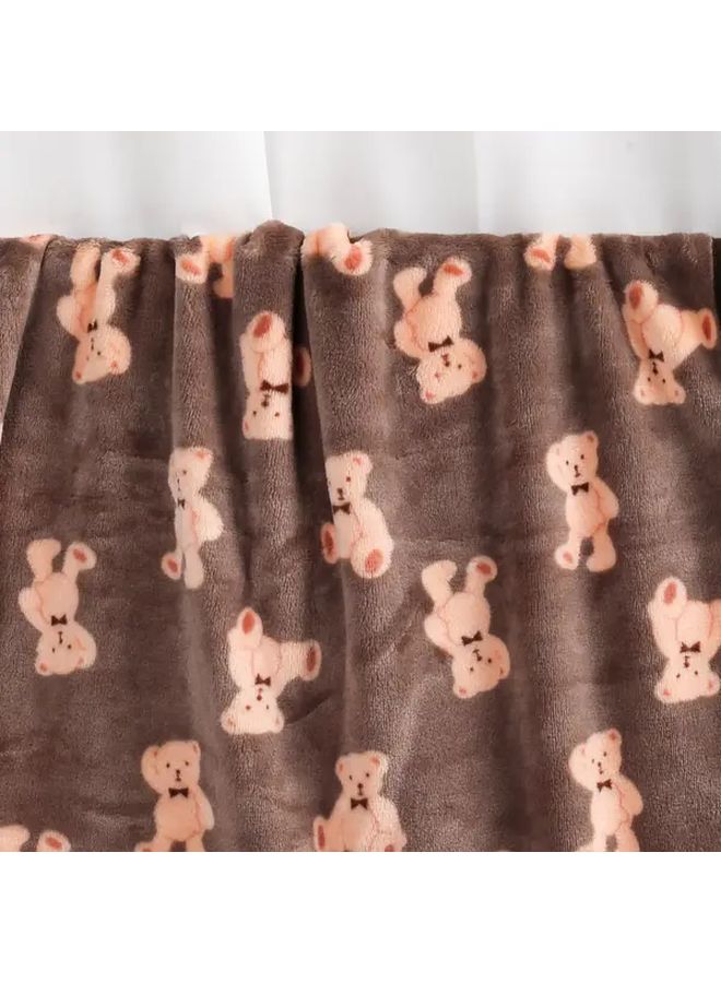 Large Dog Bed Brown Bear Plush Lining All Season Warmth Machine Washable Travel Blanket - Image 3