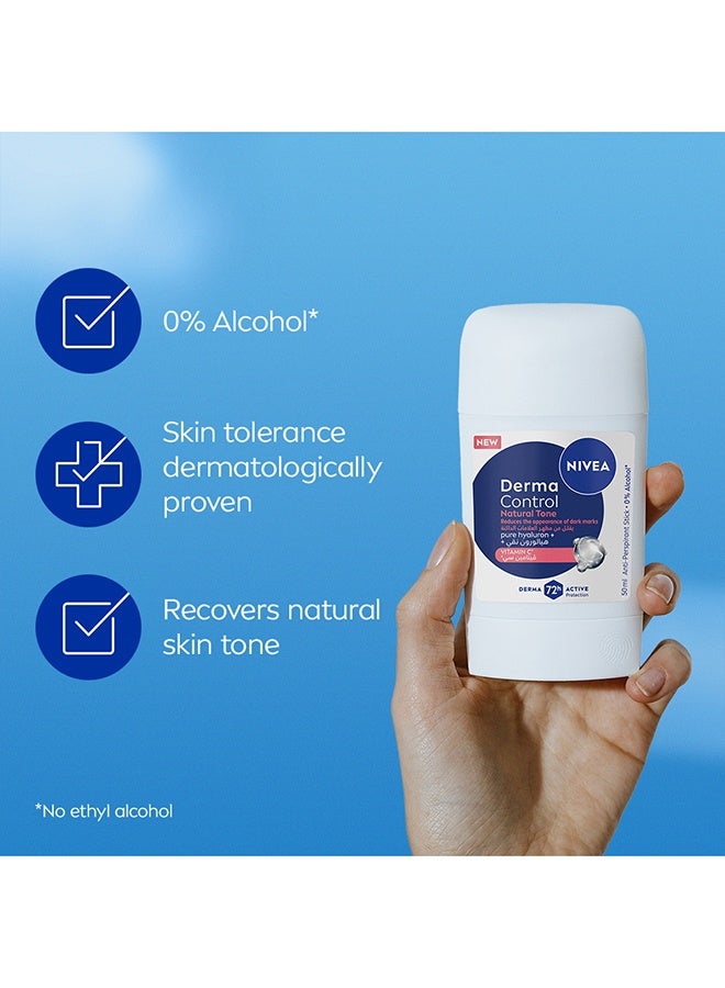 نيفيا ستيك Nivea Derma Control Natural Tone المضاد للتعرق، 50 مل، مع الهيالورون النقي والفيتامين C، حماية لـ 72 ساعة - Image 5