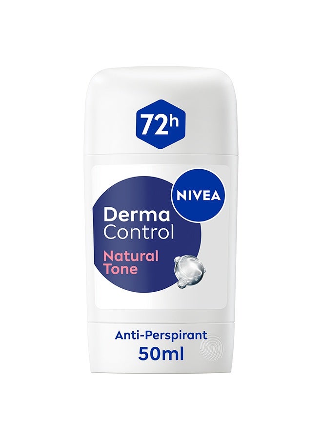 NIVEA Derma Control Natural Tone Anti-Perspirant Stick, 50ml, with Pure Hyaluron and Vitamin C, 72H Protection