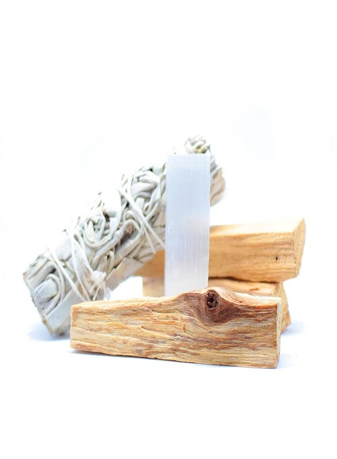 Pachamama Essentials Organic White Sage (Salvia Apiana), Palo Santo (Holly Wood) & Selenite Stick. Healing kit palo Santo Sticks Smudge kit - Image 2
