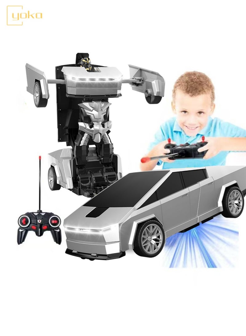 يوكا سيارة تحكم عن بُعد للأطفال، لعبة روبوت وسيارة 2 في 1 للهوايات وأعياد الميلاد، بمقياس 1:18 مع زر واحد للتحول، لعبة تحويل سيارة للأطفال من عمر 5 إلى 12 سنة، سباقات للأولاد والبنات (ألوان السايبربانك) - Image 1