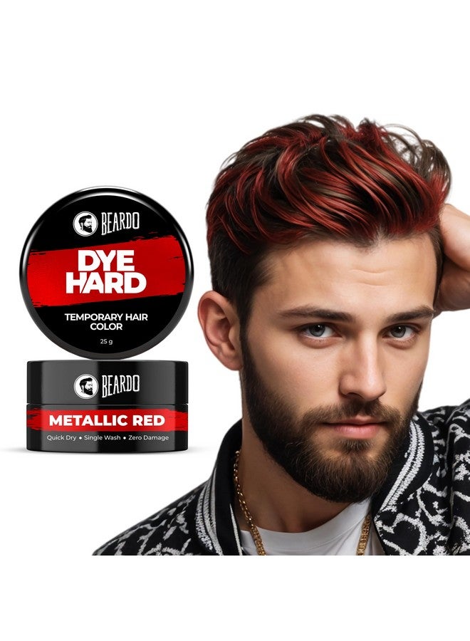 BEARDO Dye Hard Temporary Hair Color - Metallic Red, 25G | Temporary 1-Day 1-Wash|Diy Instant Hair Color Makeup For Men| No Bleach | No Ammonia | No Damage - Image 1