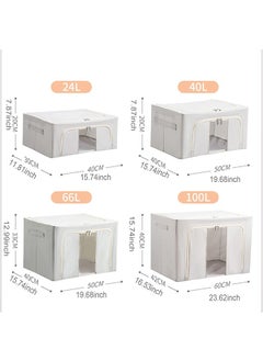 JCB CHIC 3 Pack Clothes Storage Organizer, Storage Box with Foldable Steel Frame & Sturdy Oxford Fabric, Large Clothes Organizer with 2 Clear Window, zippers & Handles 60L  - Image 2
