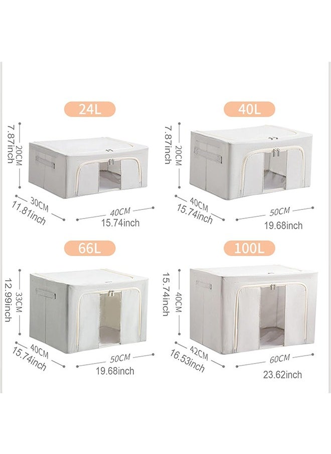 JCB CHIC 3 Pack Clothes Storage Organizer, Storage Box with Foldable Steel Frame & Sturdy Oxford Fabric, Large Clothes Organizer with 2 Clear Window, zippers & Handles 60L  - Image 2