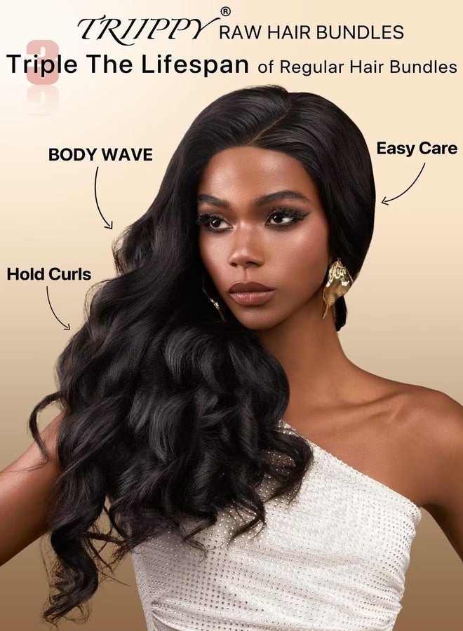 Triippy حزم شعر بشري خام TRIIPPY فردية، عمر ثلاثي أطول من حزمة الشعر العذراء العادية، تبقى ناعمة وسلسة بعد عدة غسلات، رقم 1 في مبيعات الشعر الخام، 100% شعر كمبودي حزم تموج الجسم (24 بوصة) - Image 2