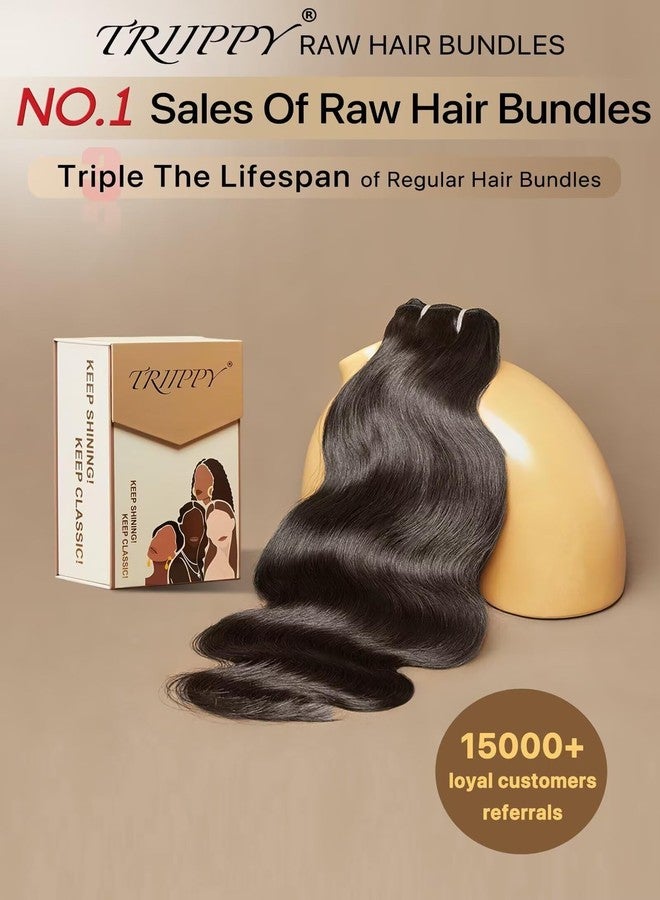 Triippy حزم شعر بشري خام TRIIPPY فردية، عمر ثلاثي أطول من حزمة الشعر العذراء العادية، تبقى ناعمة وسلسة بعد عدة غسلات، رقم 1 في مبيعات الشعر الخام، 100% شعر كمبودي حزم تموج الجسم (24 بوصة) - Image 3
