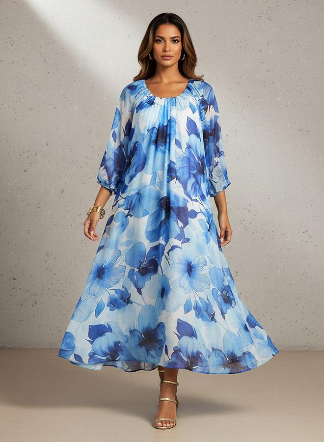 Iconic Floral Print Midi Dress with Pockets - Image 1