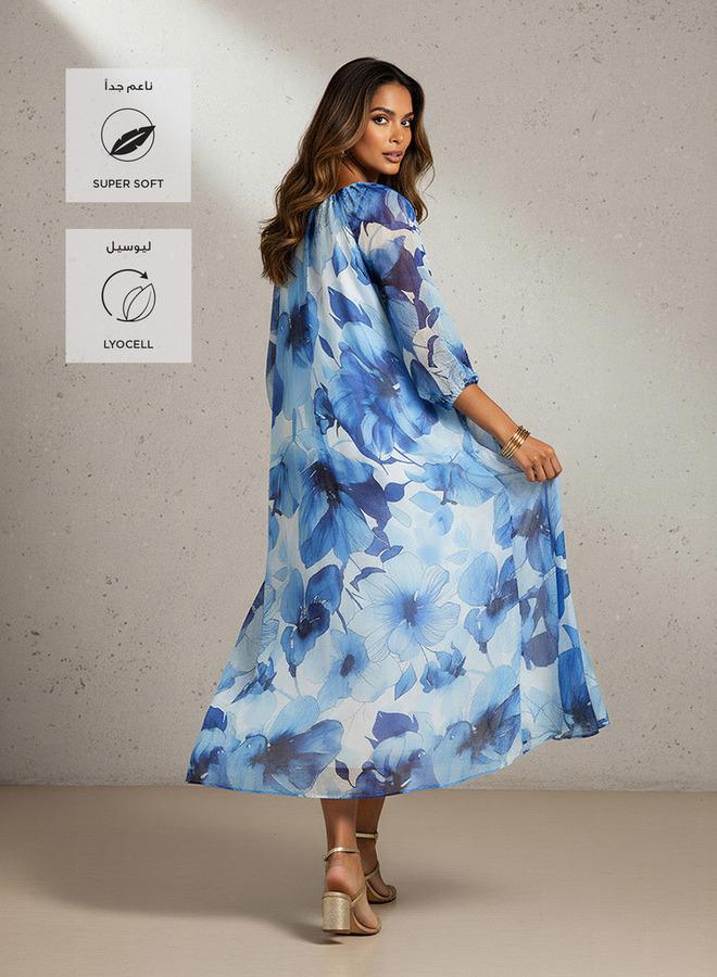 Iconic Floral Print Midi Dress with Pockets - Image 2