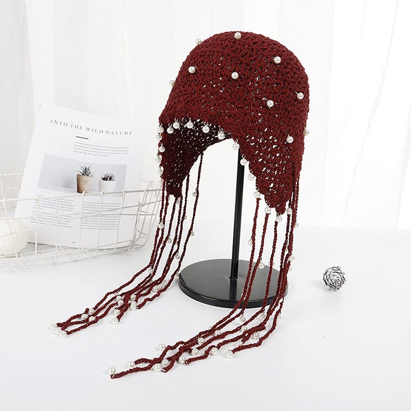 Maxpetus Handmade Crochet Hats ashion Fascinating Beanie hat Cap Cloche (CL-SG001-Wine red) - Image 3