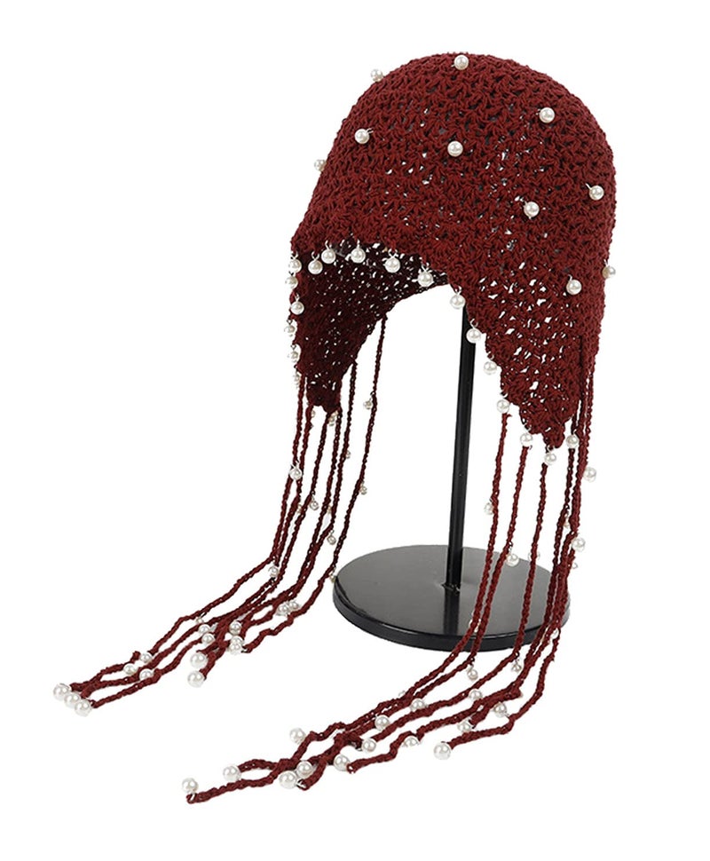 Maxpetus Handmade Crochet Hats ashion Fascinating Beanie hat Cap Cloche (CL-SG001-Wine red) - Image 1