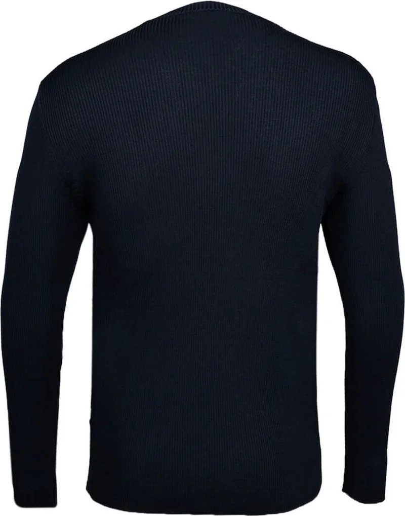 هاتيموغلو Navy Blue Regular Fit Crew Neck Ribbed Knitwear Sweater