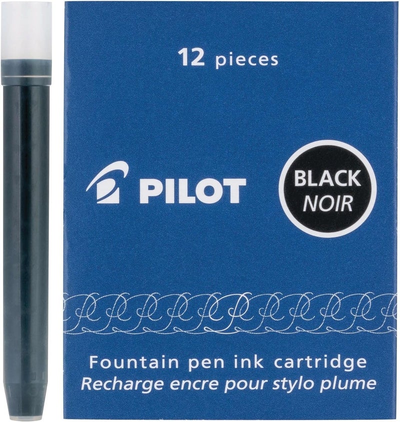 PILOT Namiki IC100 Fountain Pen Ink Cartridges, Black, 12-Pack (69100) - Image 1