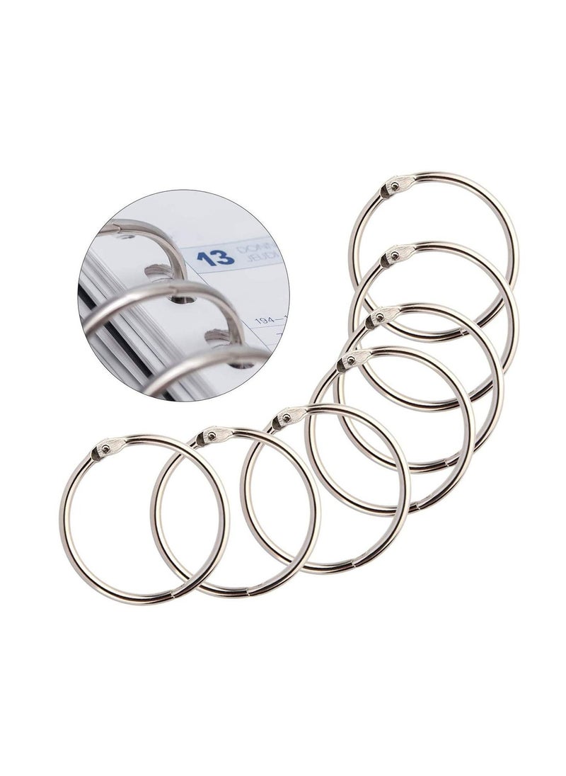 Y&D 60 Pack Leaf Binder Loose Rings Metal Book Silver Index Card Ring Key Chain for School Office Home Use 20mm Notebook Photo Album Scrapbook DIY Crafts  - Image 1