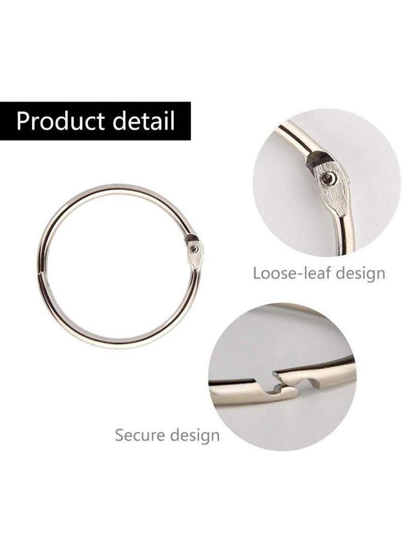 Y&D 60 Pack Leaf Binder Loose Rings Metal Book Silver Index Card Ring Key Chain for School Office Home Use 20mm Notebook Photo Album Scrapbook DIY Crafts  - Image 4