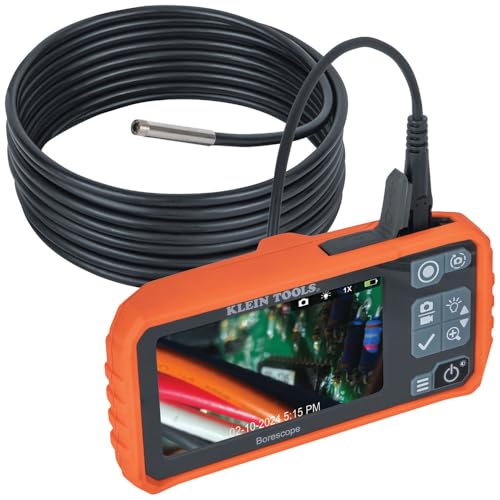 Klein Tools كاميرا بوري سكوبي من كلاين تولز ET17 مع ثعبان مرن مقاوم للماء بطول 5.5 مم و 9.8 قدم، LEDs، شاشة LCD بحجم 4.3 بوصة، ملحقات، كاميرا فحص بالمنظار - Image 1