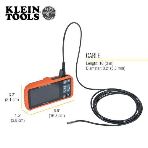 Klein Tools كاميرا بوري سكوبي من كلاين تولز ET17 مع ثعبان مرن مقاوم للماء بطول 5.5 مم و 9.8 قدم، LEDs، شاشة LCD بحجم 4.3 بوصة، ملحقات، كاميرا فحص بالمنظار - Image 4