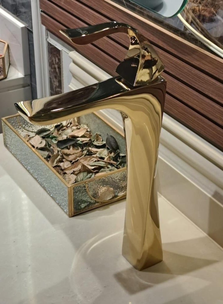 خلاط مغسله ذهبي لمعه عالي  اوتوماتيك - Image 4