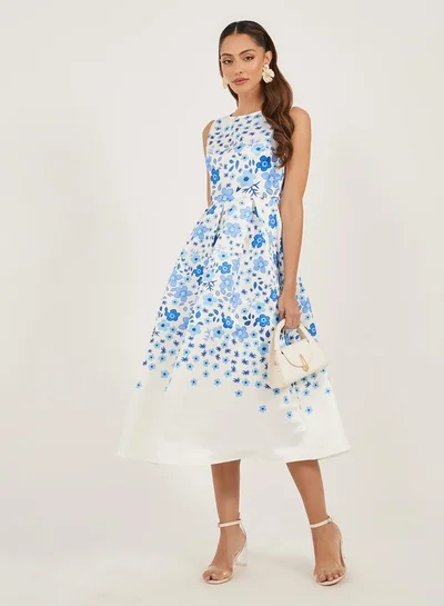 Styli Styli Floral Print Sleeveless Pleated A-Line Midi Dress