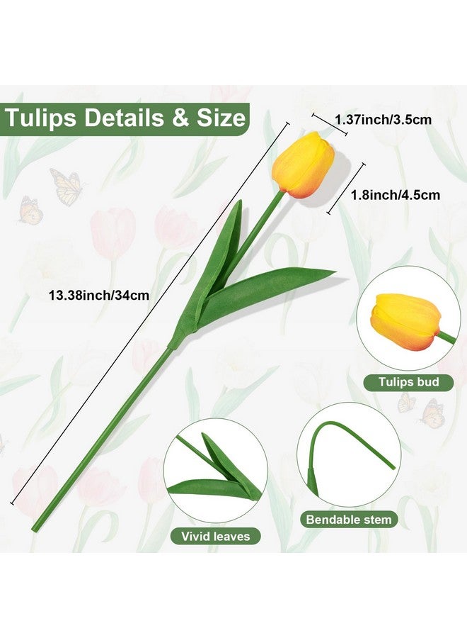 Bassion 30 Pcs Multicolor Fake Tulips Artificial Flowers for Decoration, Real Touch PU Faux Tulips Flowers Arrangement Artificial Plants Indoor for Home Decor Wedding Mother's Day Spring Easter Decorations - Image 2