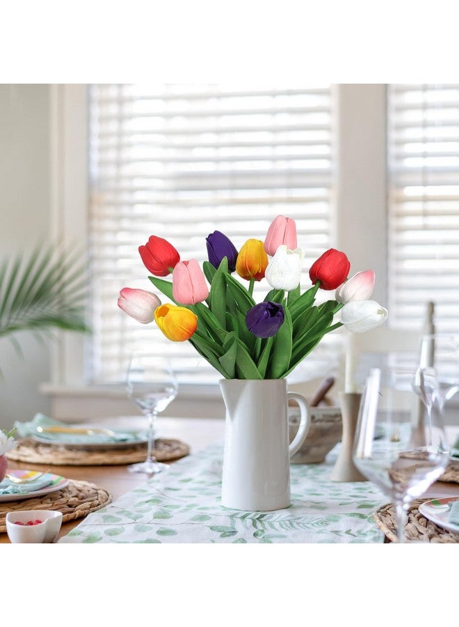 Bassion 30 Pcs Multicolor Fake Tulips Artificial Flowers for Decoration, Real Touch PU Faux Tulips Flowers Arrangement Artificial Plants Indoor for Home Decor Wedding Mother's Day Spring Easter Decorations - Image 4