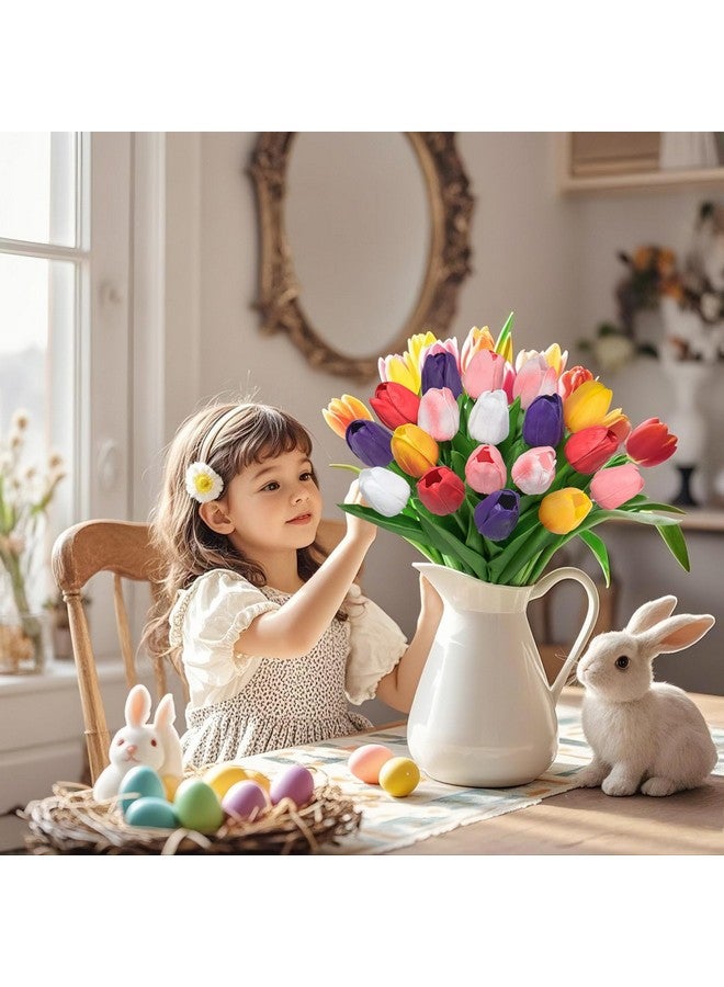 Bassion 30 Pcs Multicolor Fake Tulips Artificial Flowers for Decoration, Real Touch PU Faux Tulips Flowers Arrangement Artificial Plants Indoor for Home Decor Wedding Mother's Day Spring Easter Decorations - Image 5