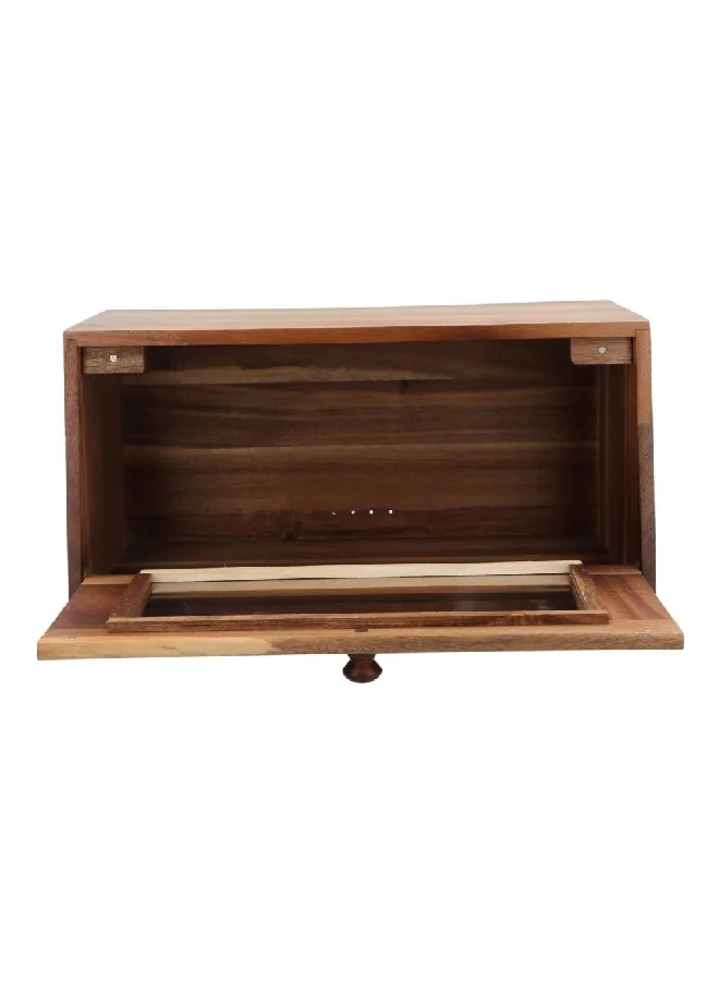 Bien Servi Elegant Design Rectangular Acacia Bread Bin Brown 19 x 22 x 38.5 cm BS01038A