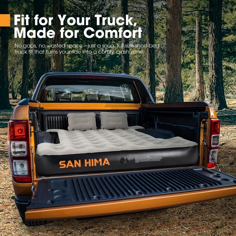 SAN HIMA Truck Bed Air Mattress for 5.5-5.8ft Full Size Short Truck Beds, Inflatable Pickup Mattress with Pump & Carry Bag for Outdoor Camping, Camel & Black - Image 2