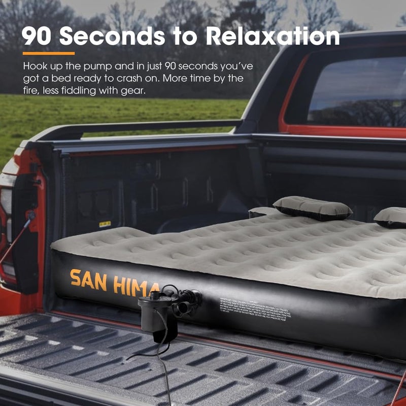 SAN HIMA Truck Bed Air Mattress for 5.5-5.8ft Full Size Short Truck Beds, Inflatable Pickup Mattress with Pump & Carry Bag for Outdoor Camping, Camel & Black - Image 4