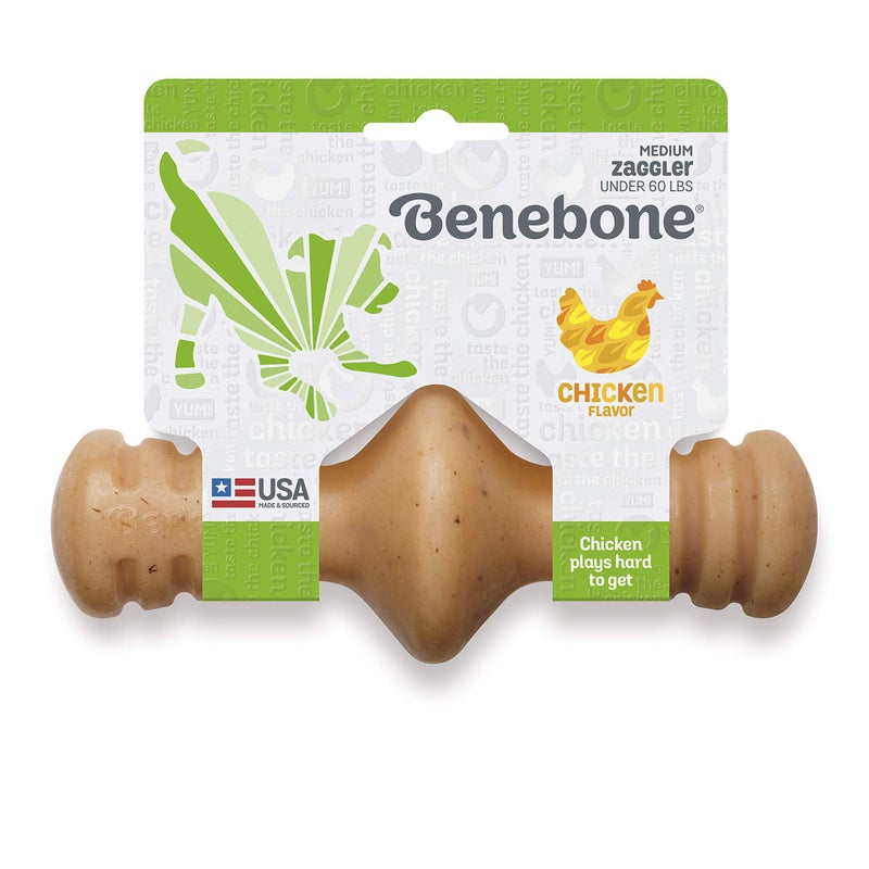 Benebone Zaggler Rolling Dog Chew Toy for Aggressive Chewers, Real Chicken, Made in USA, Medium - Image 3