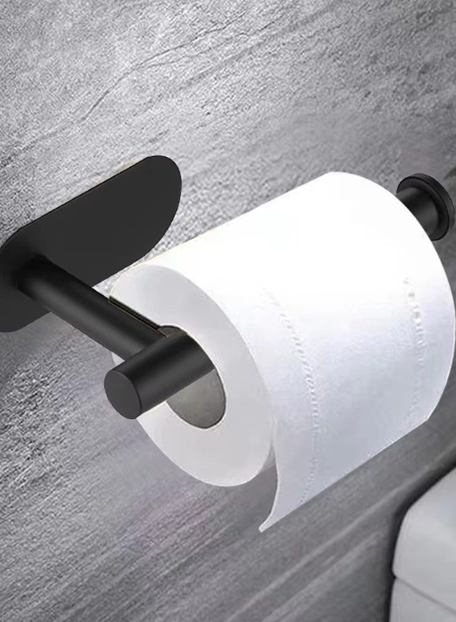 HOOPZOZA 5-Pieces Matte Black Bathroom Hardware Set Includes Adhesive Toilet Paper Holder Hand Towel Bar Towel Hook Towel Ring Bathroom Accessories Kit - Image 3