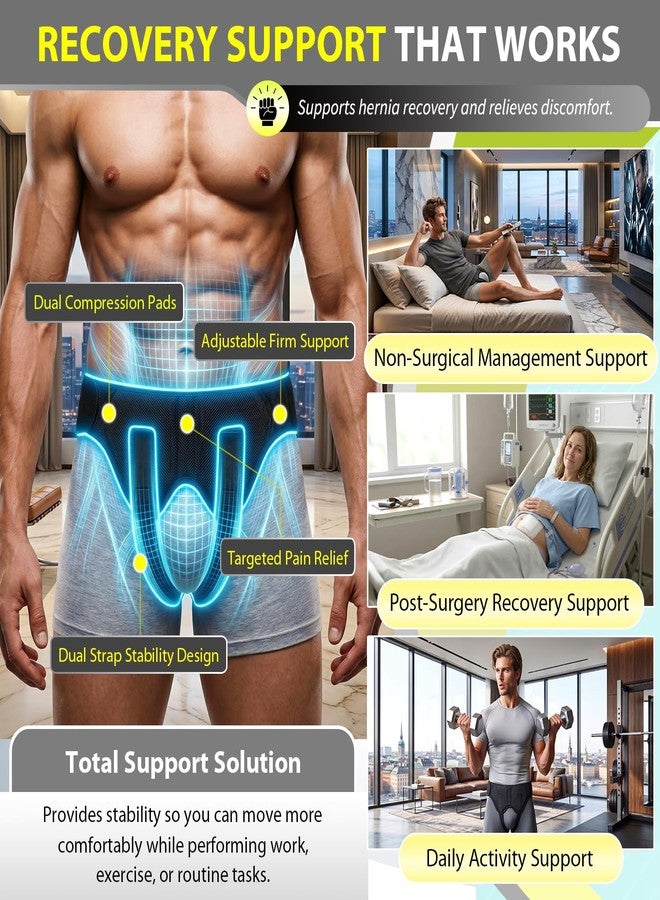 BLITZU Hernia Belt for Bilateral, Double or Single Inguinal, Groin Hernia Support Truss for Men, Women, Pain Relief, Surgery Recovery, Adjustable with 2 Removable Medical Compression Pads. S-M - Image 4