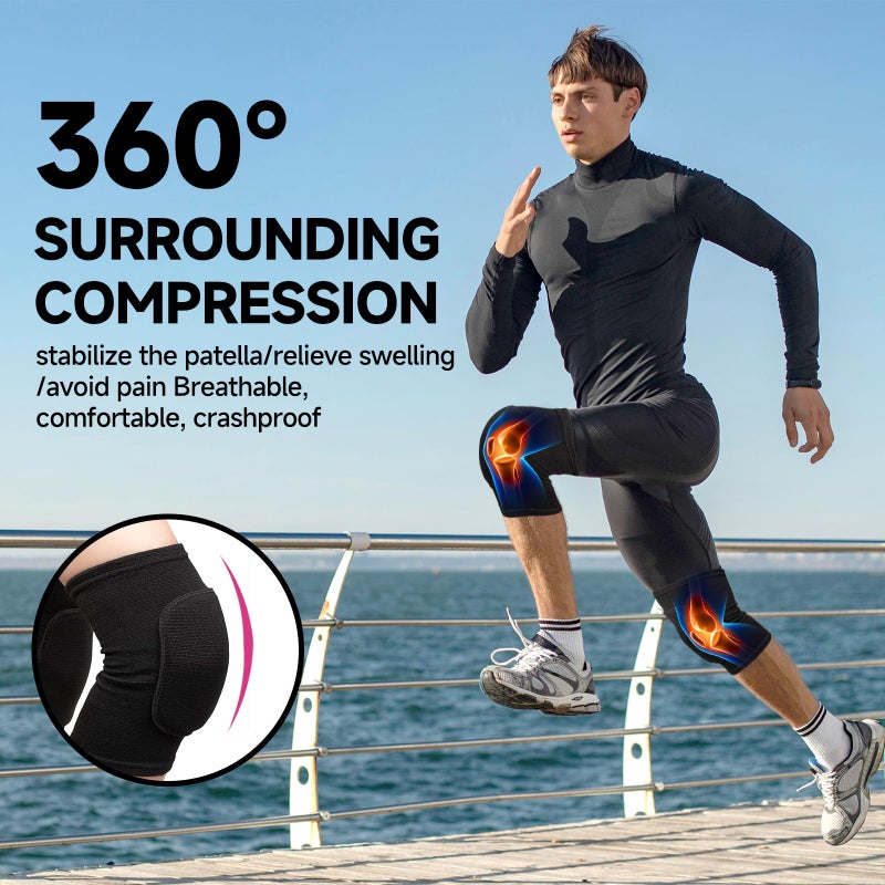 HISFFOG Volleyball Knee Pads for Women, Men, Youth, Girls, Kids, Knee Brace for Volleyball Basketball Football Dance Yoga Tennis Running Cycling Workout Climbing Wrestling - Image 3