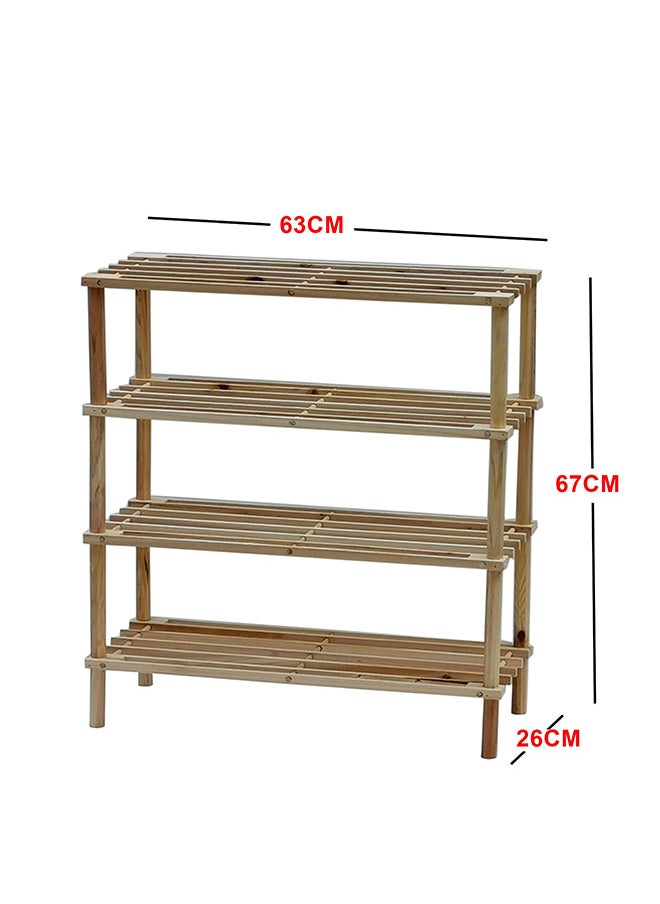 Feelings Wooden Shoe Rack 4 Tier 63Cm Natural  - Image 2