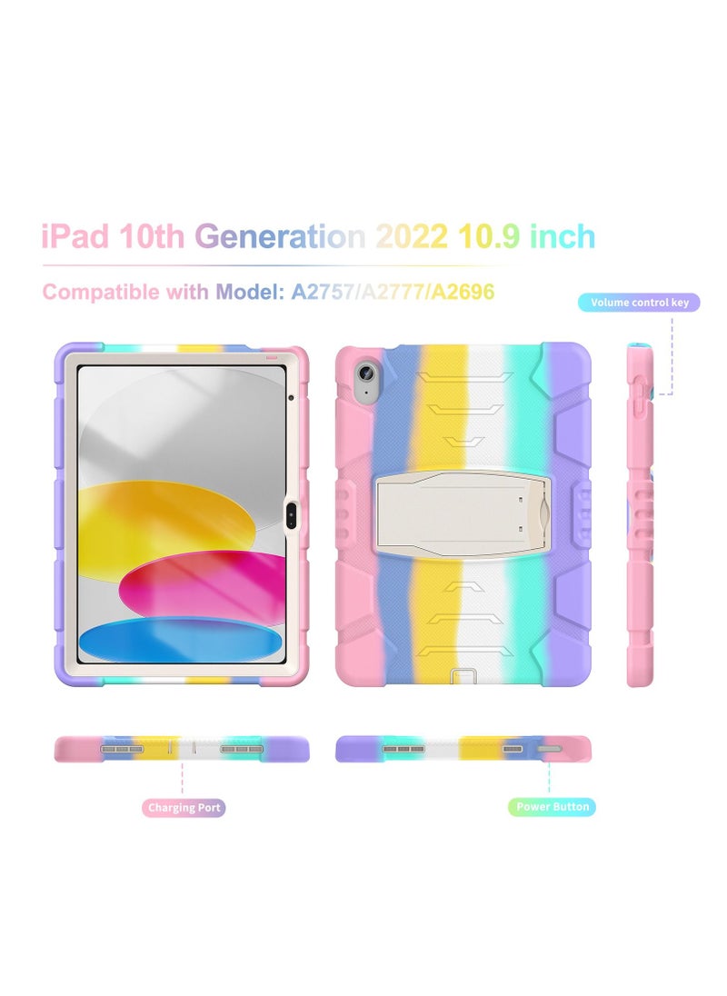 GULFLINK Protective Case Cover with Kickstand for ipad 10th 10.9 inch（A2757/A2777）2022 Colourful Pink  - Image 2