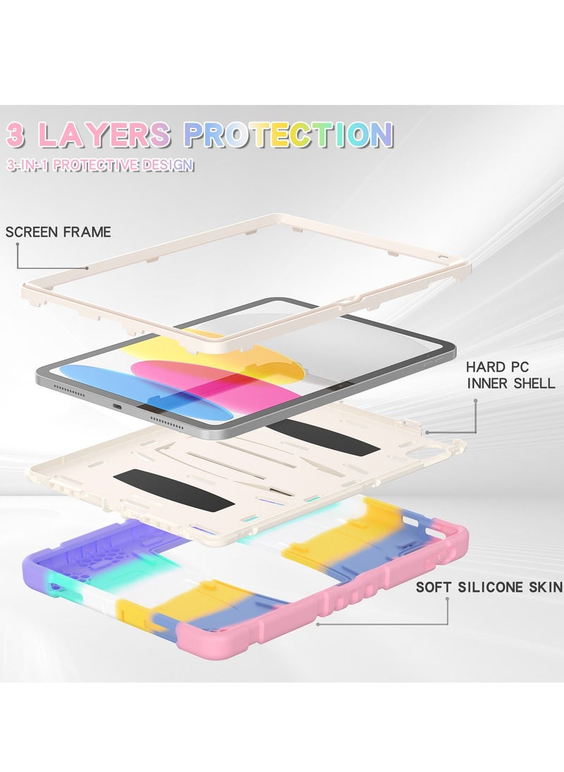 GULFLINK Protective Case Cover with Kickstand for ipad 10th 10.9 inch（A2757/A2777）2022 Colourful Pink  - Image 4