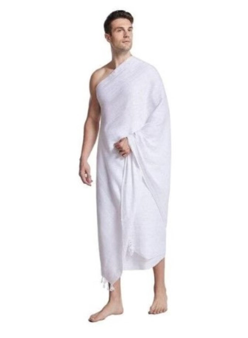FULL JOY Ihram 2-Piece Hajj And Umrah Religious Cloth For Men , White - Image 1